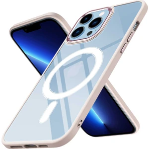 Zeyline Apple iPhone 12 Pro Uyumlu Wireless Şarj Özellikli Zore Krom Magsafe Silikon Kapak-Pembe Açık