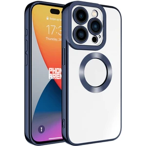 Zeyline Apple iPhone 15 Pro Uyumlu Kamera Korumalı Logo Gösteren Zore Omega Kapak-Lacivert