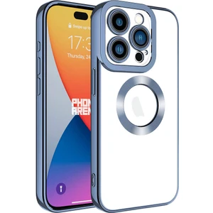 Zeyline Apple iPhone 15 Pro Uyumlu Kamera Korumalı Logo Gösteren Zore Omega Kapak-Sierra Mavi