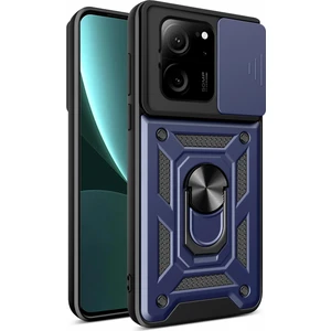 Case 4u Xiaomi Mi 13T Kılıf Ultra Korumalı Yüzüklü Manyetik Sürgülü Vega Kapak Lacivert