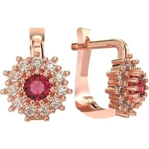 Roza Silver 925 Ayar Gümüş Yakut Taşlı Rose Yuvarlak Çocuk Küpesi