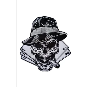 Kuru Kafa Iskambil Kartları Motorcu Nakış Sırt Yama  Arma-Patch 26X28CM