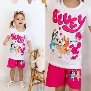 Kız Çocuk Yazlık Şortlu Bluey Alt Üst Takım