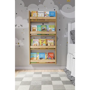 Zeo Wood Design Montessori 4 Raflı Mdf Çocuk Kitaplığı 120*60 cm - Safir Meşe