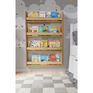 Zeo Wood Design Montessori 4 Raflı Mdf Çocuk Kitaplığı 120*80 cm - Safir Meşe