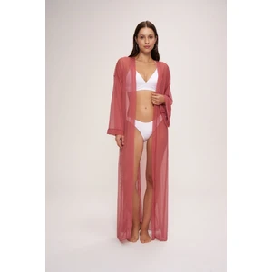 Pierre Cardin Paris Belden Bağlamalı Uzun Kimono Gül Kurusu