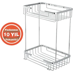 Çelik Banyo Çelik Banyo Paslanmaz Pirinç Taci 2'li 22X15 cm Şampuanlık Köşe Süngerlik