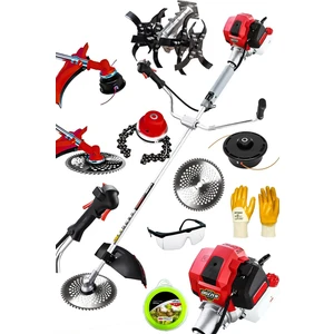 Alman 14 Hp Profesyonel Yan Tipi Benzinli Tırpan Ot Çalı Çim Biçme Makinesi +Çapa & Canavar Başlık