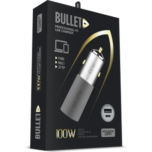 Bullet 100W Araç Çakmaklık Şarj Cihazı Type-C ve USB Çıkışlı Profesyonel Turbo Hızlı Şarj