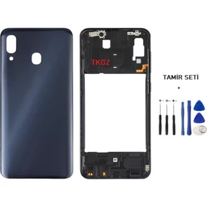 Samsung Galaxy A30  - SM-A305F Full Kasa Arka Kapak Takım Siyah - Tamir Seti