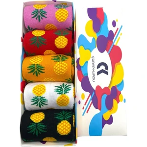 Çorap Kurdu 5’li Ananas Desenli Renkli Soket Çorap Set