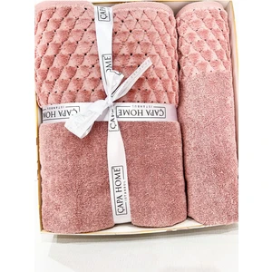 2'Li Jakarlı Kutulu Banyo Havlu Hamam Takımı 1 Adet 70 x 140, 1 Adet 50 x 90  cm