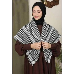 İstanbul Style Moda Pamuklu Puşi , Poşu, Kefiye Beyaz Şal 100X100 AYN24014