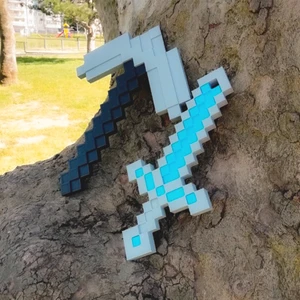 Bursa3dfilament Minecraft Taş Kılıç-Kazma Figürleri 25 cm/ Taş Sword,Pickaxe Gri İkili Set