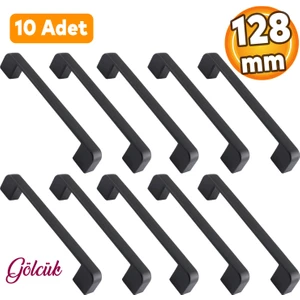 10 Adet Gölcük Oval (128 mm - 12.8 cm) Siyah Metal Mobilya Mutfak Kulbu Çekmece Dolap Kulpu Dolabı Kulpları