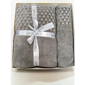 2'Li Jakarlı Kutulu Banyo Havlu Hamam Takımı 1 Adet 70 x 140, 1 Adet 50 x 90  cm