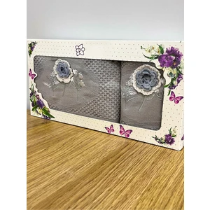 3d Çiçek Işlemeli Kutulu Çeyizlik 1 Adet 50 x 90  cm  El  Yüz Havlusu 1 Adet 30 x 50 cm Mutfak Havlu
