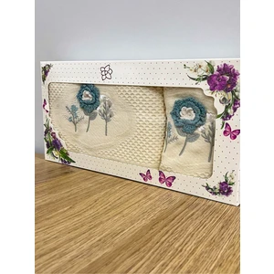 3d Çiçek Işlemeli Kutulu Çeyizlik 1 Adet 50 x 90  cm  El  Yüz Havlusu 1 Adet 30 x 50 cm Mutfak Havlu