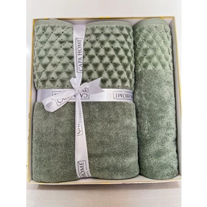 2'Li Jakarlı Kutulu Banyo Havlu Hamam Takımı 1 Adet 70 x 140, 1 Adet 50 x 90  cm