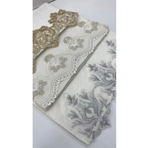 3 Lü Fransız Güpürlü Çeyizlik 50 x 90  cm  Kadife El Ve Yüz Havlusu