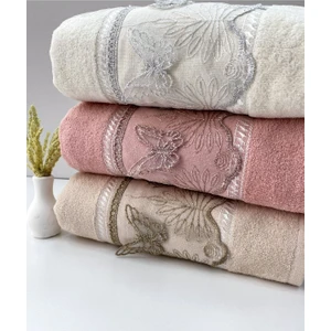 3d Kelebek Güpürlü 3'Lü  Pamuk Çeyizlik 50 x 90  cm  El Ve Yüz Havlu Seti