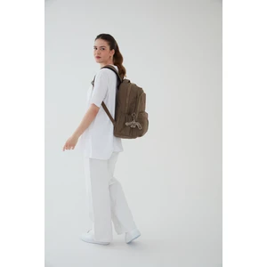 Rosso Collina Unisex Siyah Su Geçirmez Krinkıl Kumaş Günlük Sırt Çantası Seyahat ve Okul Çantası Bergamo