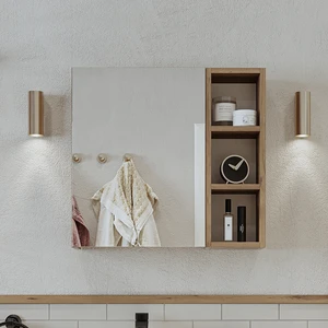 Banyo Dolabı Kulpsuz Tek Kapaklı Atlantik Çam Mdf 65 cm Aynalı Banyo Üst Dolabı
