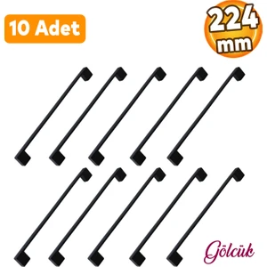 10 Adet Gölcük (224 mm -22.4 cm) Siyah Metal Mobilya Mutfak Çekmece Dolabı Dolap Kulbu Kulpu Kulpları