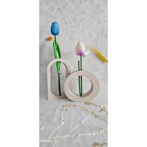 Beton Vazo,kuru Çiçeklik Vazo,dekoratif Vazo 2'li Set(Uzun-Yuvarlak Model)