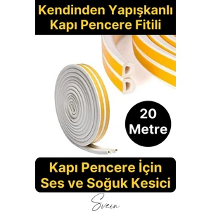 Pvc Doğrama Pencere Fitili Izolasyon Bandı Kendinden Yapışkanlı Beyaz Kauçuk Yalıtım Bant 2X10=20 mt