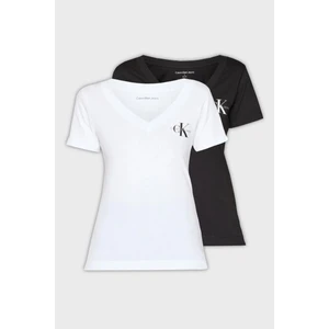 Calvin Klein Logolu Pamuklu V Yaka Relaxed Fit 2 Pack T Shirt J20J223447BEH Kadın T Shirt J20J223447 Beh