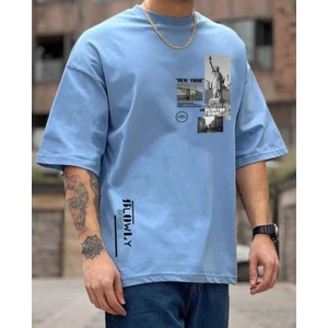 Amor Man Büyük Beden Özel Tasarım Özgürülük Anıtı New York Baskılı  Pamuk Battal Erkek T-Shırt