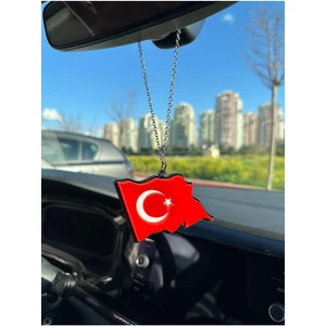 Otomor Aksesuar Ay Yıldız Türkiye Bayrak Pleksi Oto Dikiz Ayna Süsü