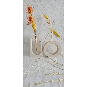 Beton Kuru Çiçeklik Vazo,dekoratif Vazo 2'li Set(2 Adet Cam Tüp Dahil)