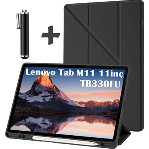 M.tk moveteck Lenovo Tab M11 TB330-FU /K11 TB330XU 11" Inç Kılıf Akıllı Kalem Bölmeli Standlı Yumuşak Silikon + Kalem