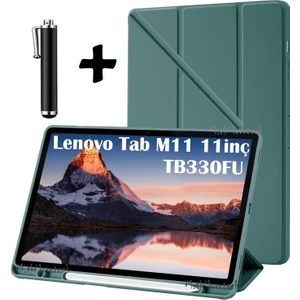 M.tk moveteck Lenovo Tab M11 TB330FU 11 Inç Kılıf Akıllı Kalem Bölmeli Standlı Yumuşak Silikon + Kalem ADA0210TR
