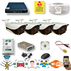 4 Kameralı Set - Araç Insan Yüz Tanımalı Gece Görüşlü 36 Ir Ledli Metal Güvenlik Kamerası Seti E336