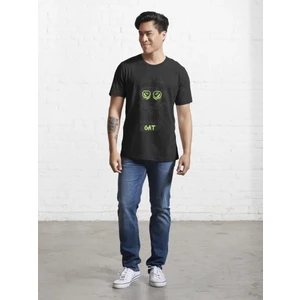 Hacker Cat Baskılı Bisiklet Yaka T-Shirt