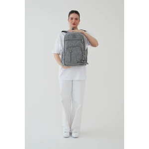 Collina Unisex Imperteks Kumaş Su Geçirmez Büyük Boy Çok Gözlü Gri Seyahat Sırt Çantası Okul Çantası RC-S001F