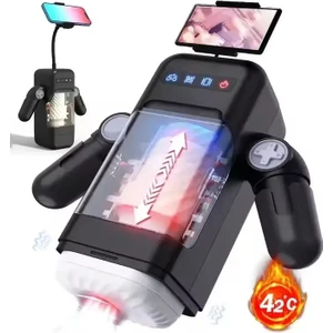 Amovibe Telefon Tutuculu Isıtmalı Ileri Geri Hareketli ve Titreşimli Otomatik Suni Vajina Mastürbatör