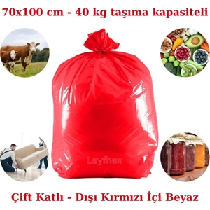 Içi Beyaz Sağlıklı Çift Katlı 40 kg Taşır Yırtılmaz Kurban Et Taşıma Poşeti 70X100 7'li
