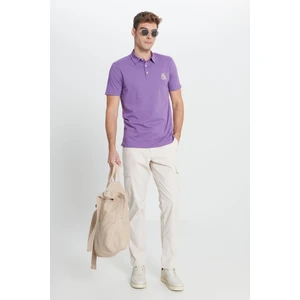 Altınyıldız Classics Erkek Mor Standart Fit Normal Kesim %100 Pamuk Yumuşak Dokulu Baskılı Polo Yaka Tişört