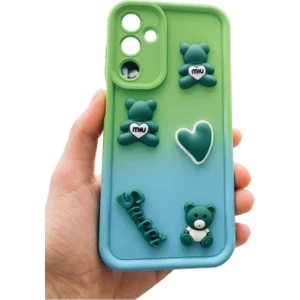 Cover Center Samsung Galaxy A55 5g Uyumlu 3D Ayıcık Figürlü Kamera Korumalı Kabartmalı Yumuşak Silikon Kılıf