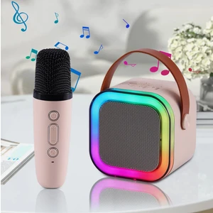 Rgb Işıkl Mikrofonlu Taşınabilir Bluetooth Hoparlör Kablosuz Karaoke Müzik Eğlence