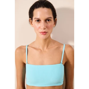 Perla Straplez Dokulu Açık Mavi Bikini Üstü