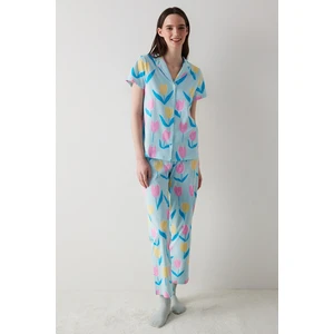 Tulips Açık Mint Gömlek Pantolon Pijama Takımı