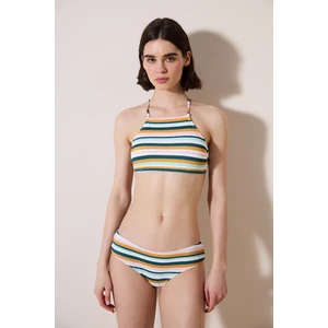 Shona Halter Dokulu Çizgili Bikini Üstü