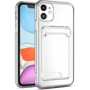 Iphone 12 Kamera Korumalı Kartlıklı Setra Şeffaf Silikon Kılıf