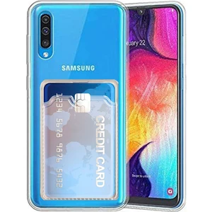 Samsung Galaxy A70 Kamera Korumalı Kartlıklı Setra Şeffaf Silikon Kılıf