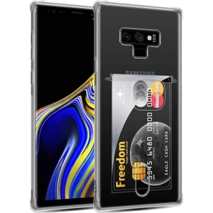 Samsung Galaxy Note 9 Kamera Korumalı Kartlıklı Setra Şeffaf Silikon Kılıf